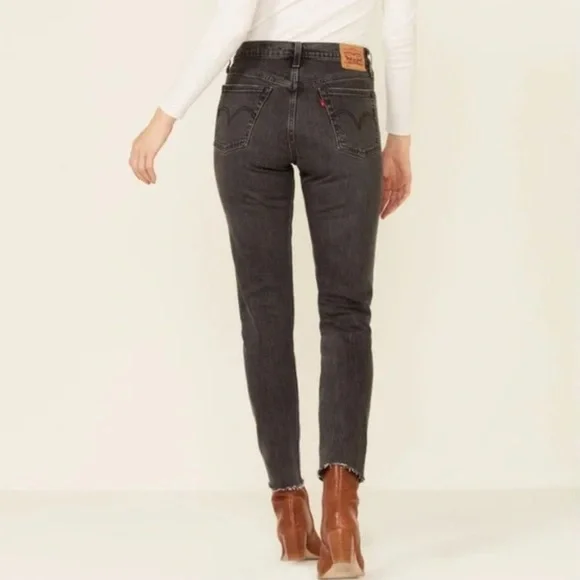 Levi's Jeans Levis Charcoal Grey Raw Hem Button Fly Jeans